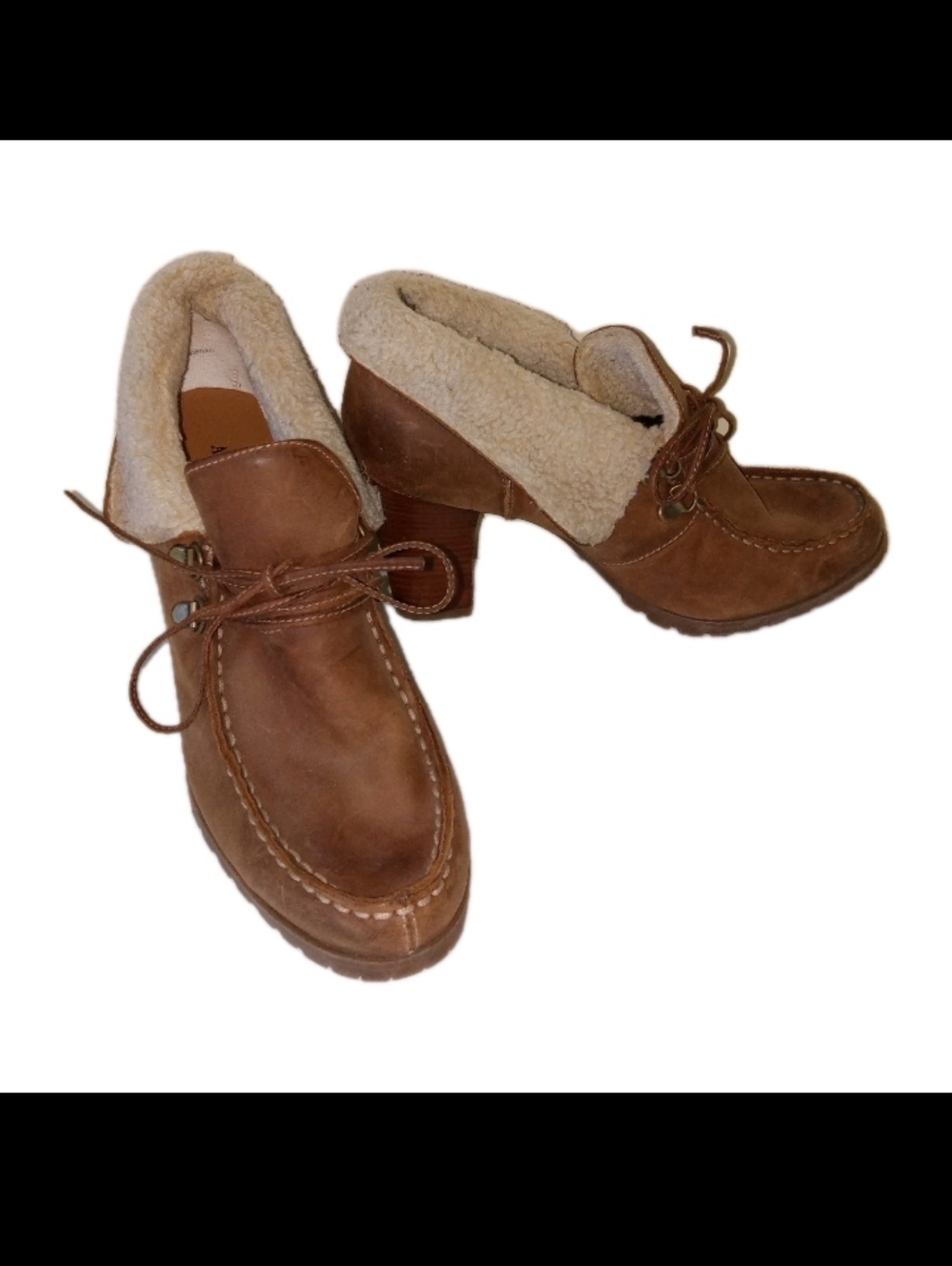 Audrey Brooke Leather Stiletto Platform Booties 9 M - Picture 2 of 10
